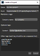 Create a Project dialog